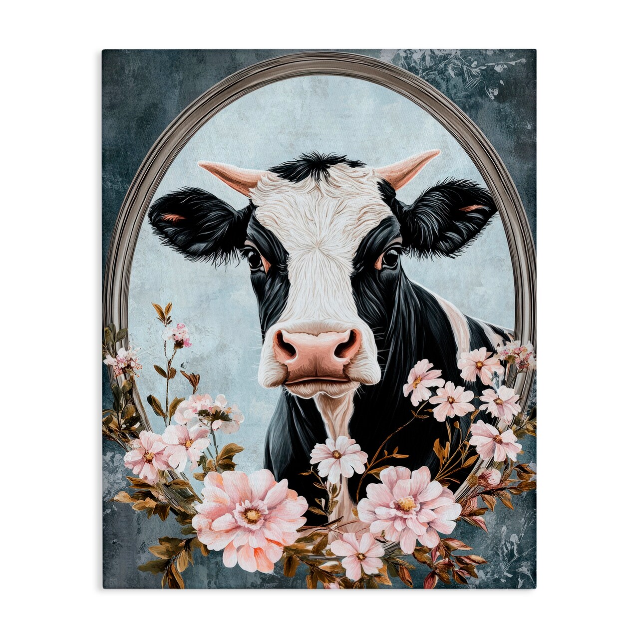 Stupell Industries Flower Horned Cow Portrait Canvas, design by Petal Prints Design
